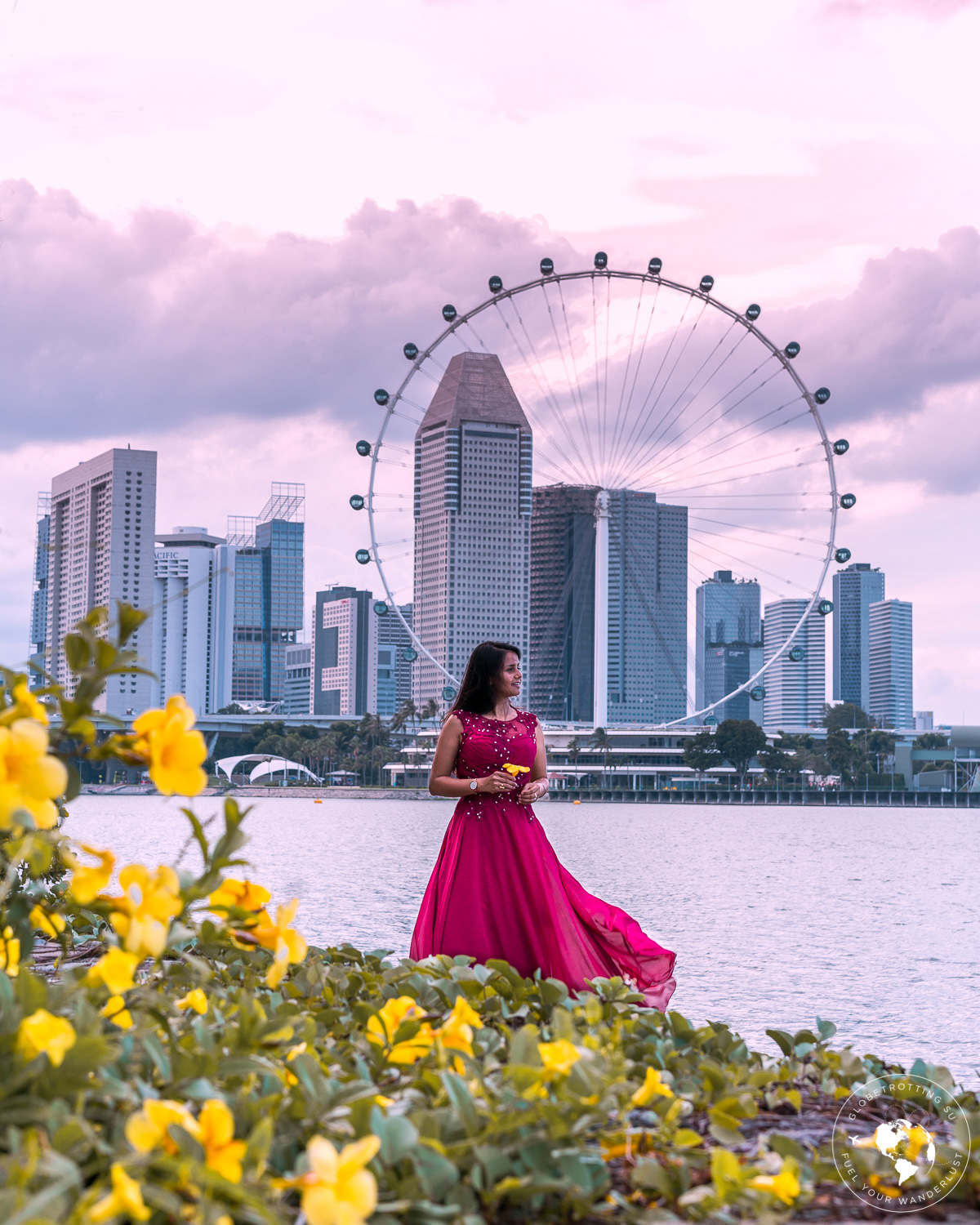 Singapore-Flyer-with-yellow-flowers