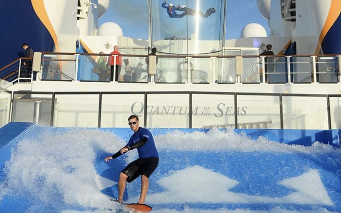 A man surfing on the quantum of the seas