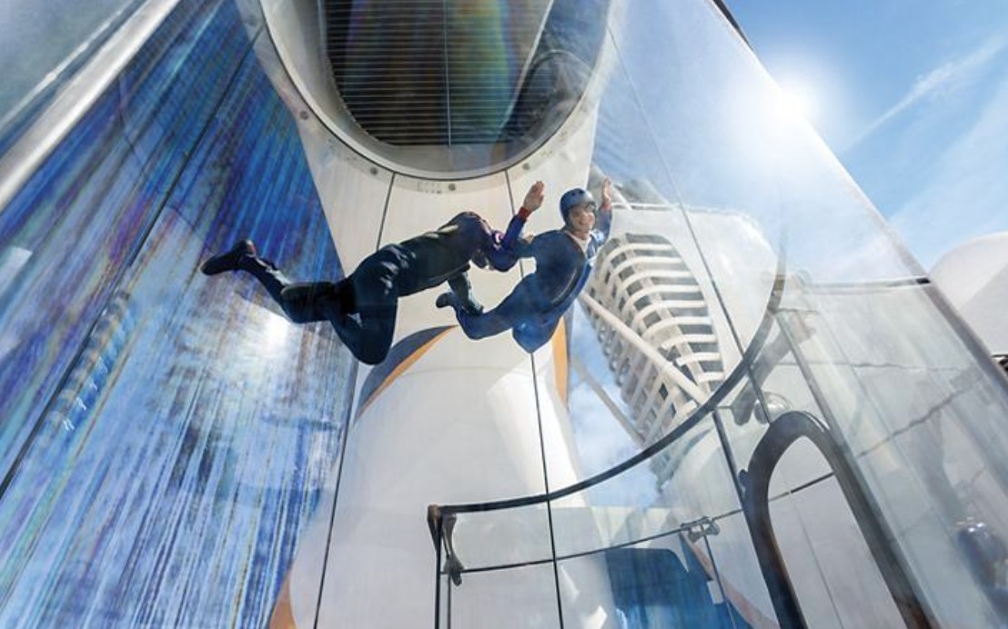 Indoor sky-diving on Cruise to Nowhere on Royal Caribbean
