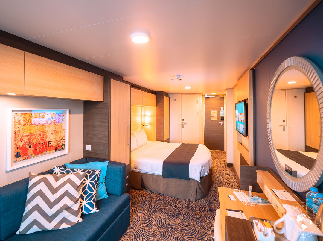 Spacious and beautiful interior of the 2-bedroom stateroom in Royal Caribbean